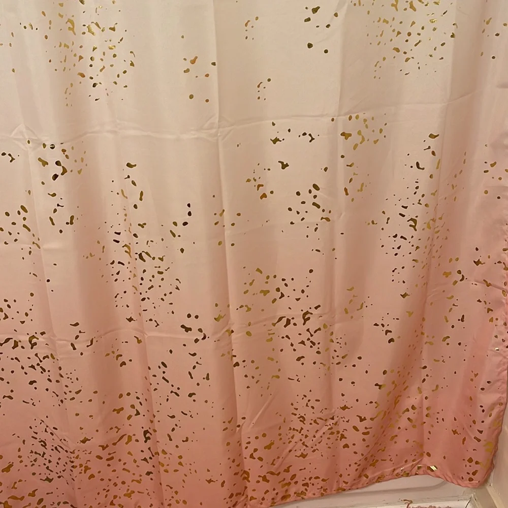 SKL HOME Shower Curtain Size 72 x 70 Color Pink White Gold
